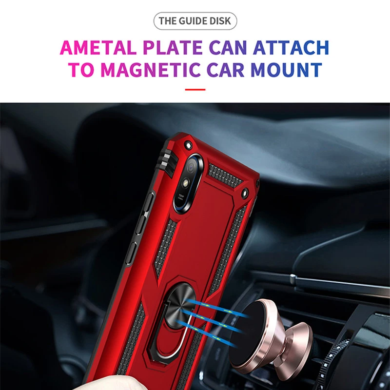 حافظة هاتف مضادة للصدمات لهاتف شاومي ، حلقة حامل ، غطاء خلفي ممتص للصدمات ، Redmi 9 ، 9AT ، 9C ، 9T ، 10A ، 10C ، 11A ، 12C ، Redmi 9 Power 10 ، Prime