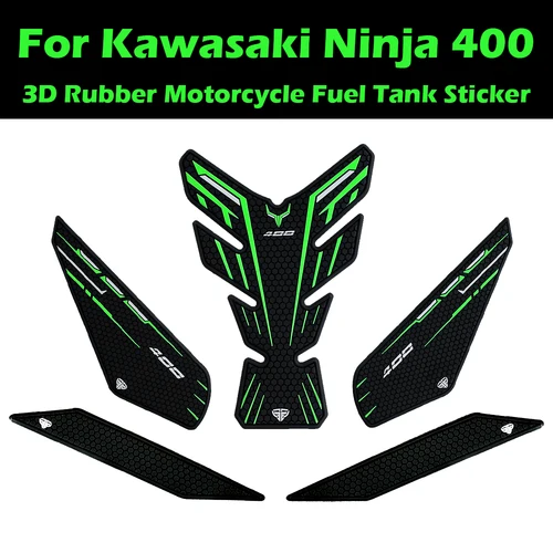 Almohadilla de tanque de combustible de goma 3D, Protector antideslizante, pegatinas para motocicleta, calcomanía para tanque de gasolina, accesorios para Kawasaki Ninja 400 Ninja400 19-24