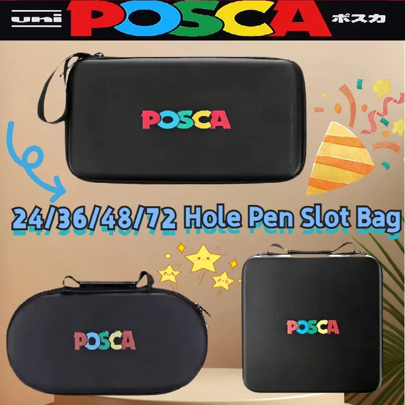 POSCA Marker Pen Handbag,24/36/48/72 Hole Folding Zipper Storage Bag, Convenient For Carrying Art Stationery Not Including Pens