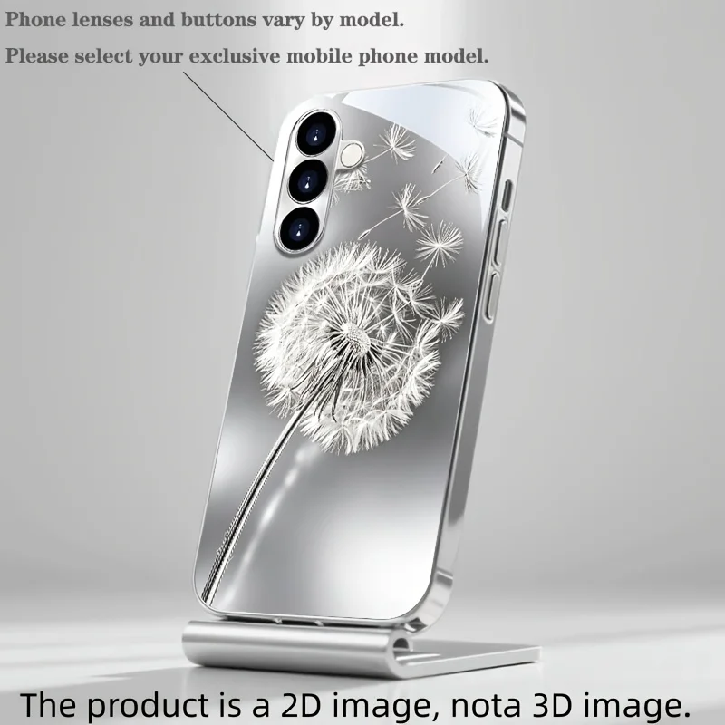 Dandelion pattern glass phone case suitable for Samsung Galaxy S26 S25 S24 S23 S22 S20 FE/Ultra/Plus anti drop back cover