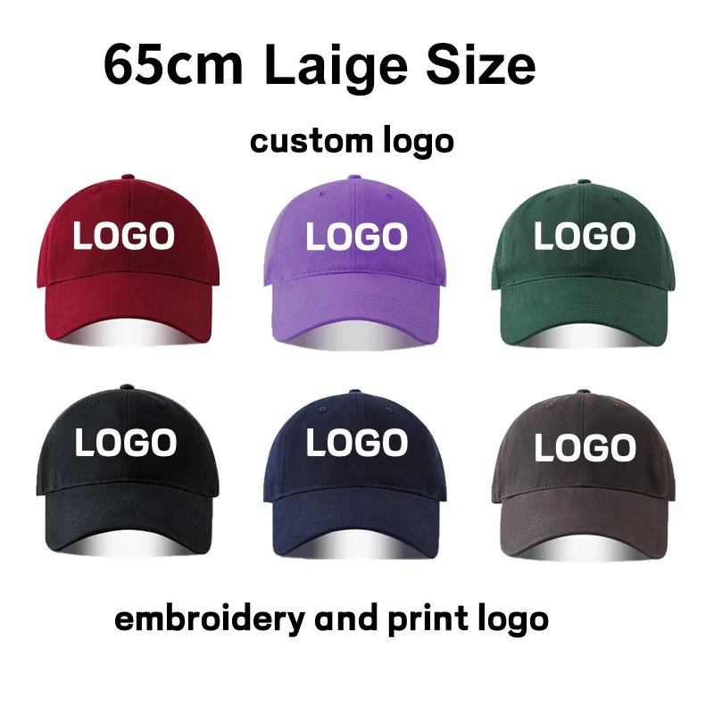 

65cm Large Size Cotton Baseball Cap Custom Logo Classic Men Sports Casual Hat Soft Top Solid Color Dad Hats