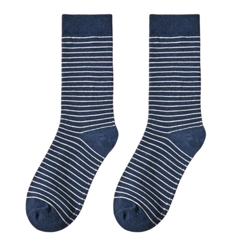 

Fashion Stripe Calf Socks Reinforced Toe Heel Comfortable Warmth Fall Winter Essential