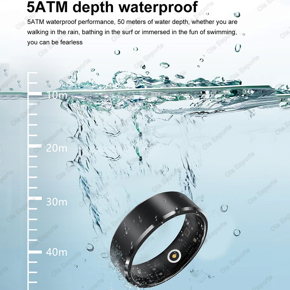 New IP68 & 5ATM Waterproof Smart Ring For Samsung Xiaomi Ring Men Women HRV Heart Rate Blood Oxygen Sleep Monitor Smartring 2024