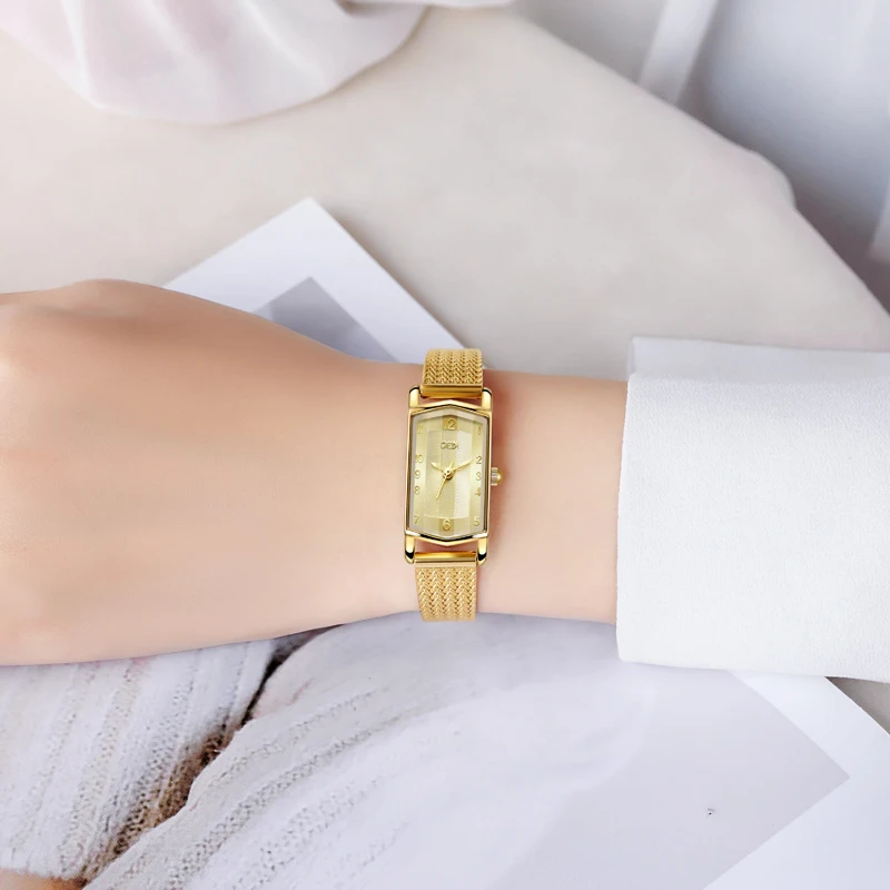 Small gold wheat watch niche high-end waterproof watch for women stainless steel quartz watch