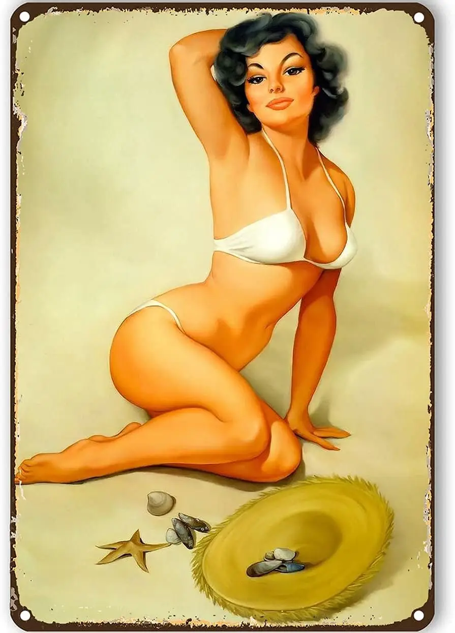 Retro Style Metal Tin Sign Pinup Girl Decorations Metal Posters Video Games Garage Posters for Men Pinup Girl Wall Paper Me sign