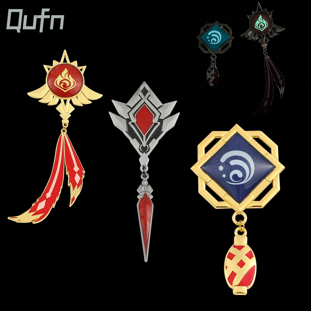 Game Genshin Impact Vision Inazuma Wendi Xiao Hu.Tao A brooch Luminous Element Ice Fire Weapons Eye Of Original God Badge