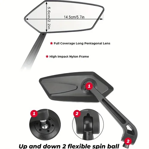 Imagen 2 del producto 2 espejos retrovisores de bicicleta gran angular HD - 360 °   Ajustable, apto para scooters eléctricos, bicicletas eléctricas, motocicletas y bicicletas de montaña