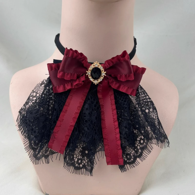 

Bow Tie for Lolita Court Princess Prince Gothic Handmade Lace Pin Vintage Men's and Women's Clothing Accessories Collar Flowers
