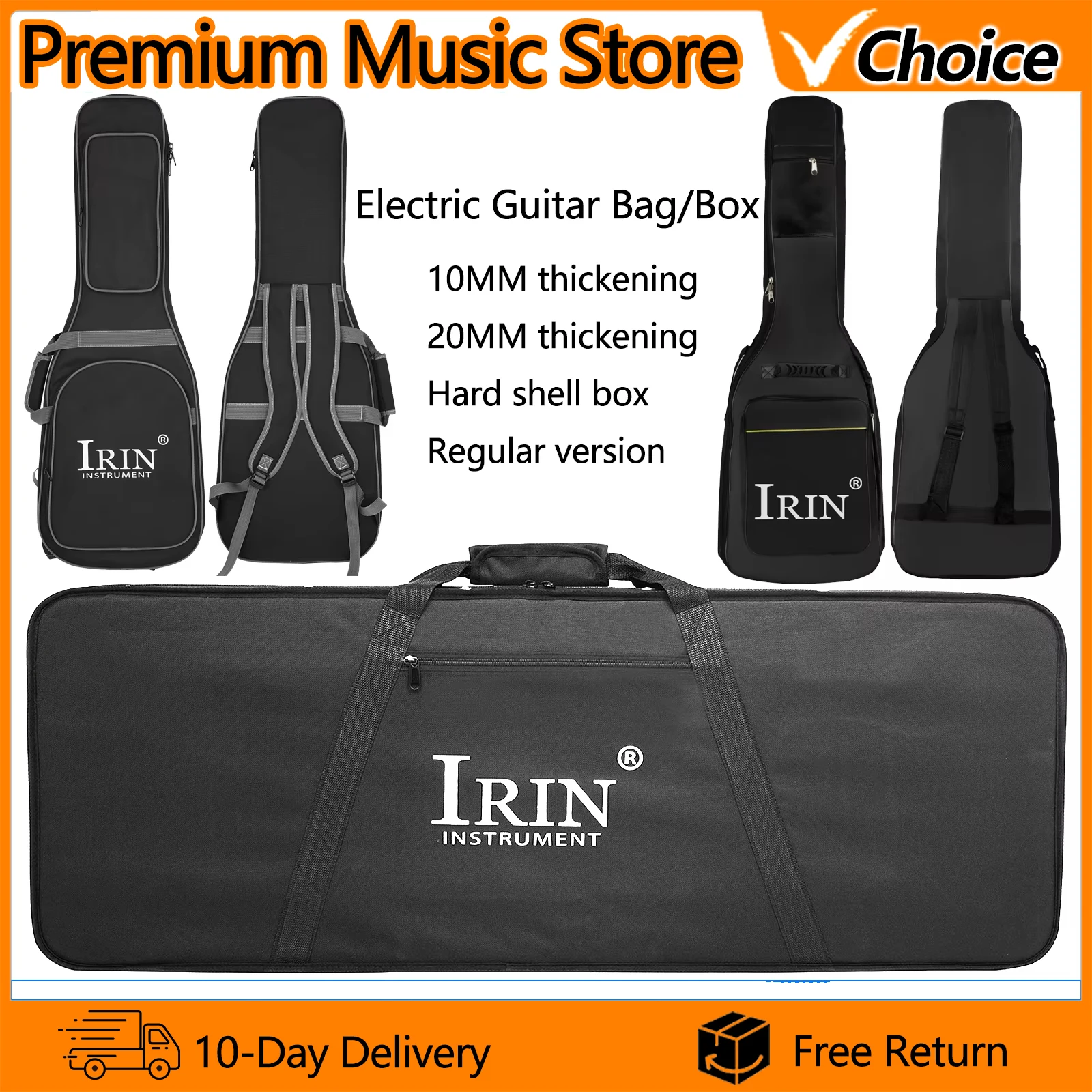 IRIN E-Gitarren-Tasche Gigbag Verstärkte Wasserdichte Oxford-Stofftasche Universelle Gitarren-Musikinstrument-Aufbewahrungstasche