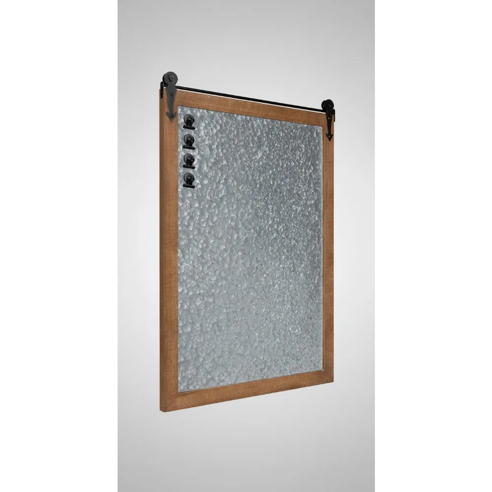

Rustic Farmhouse Magnetic Memo Board with Vintage Barn Door Frame for Home Office Organization