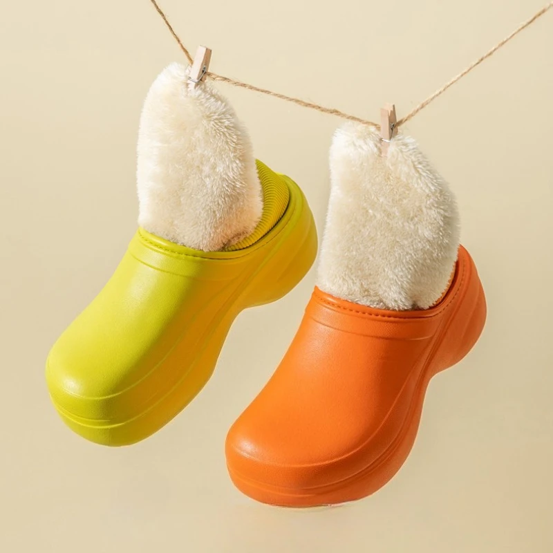 

Зимние тапочки для женщин и мужчин, уличная непромокаемая домашняя обувь с героями мультфильмов для мужчин, плюшевая повседневная обувь, домашние пушистые хлопковые тапочки