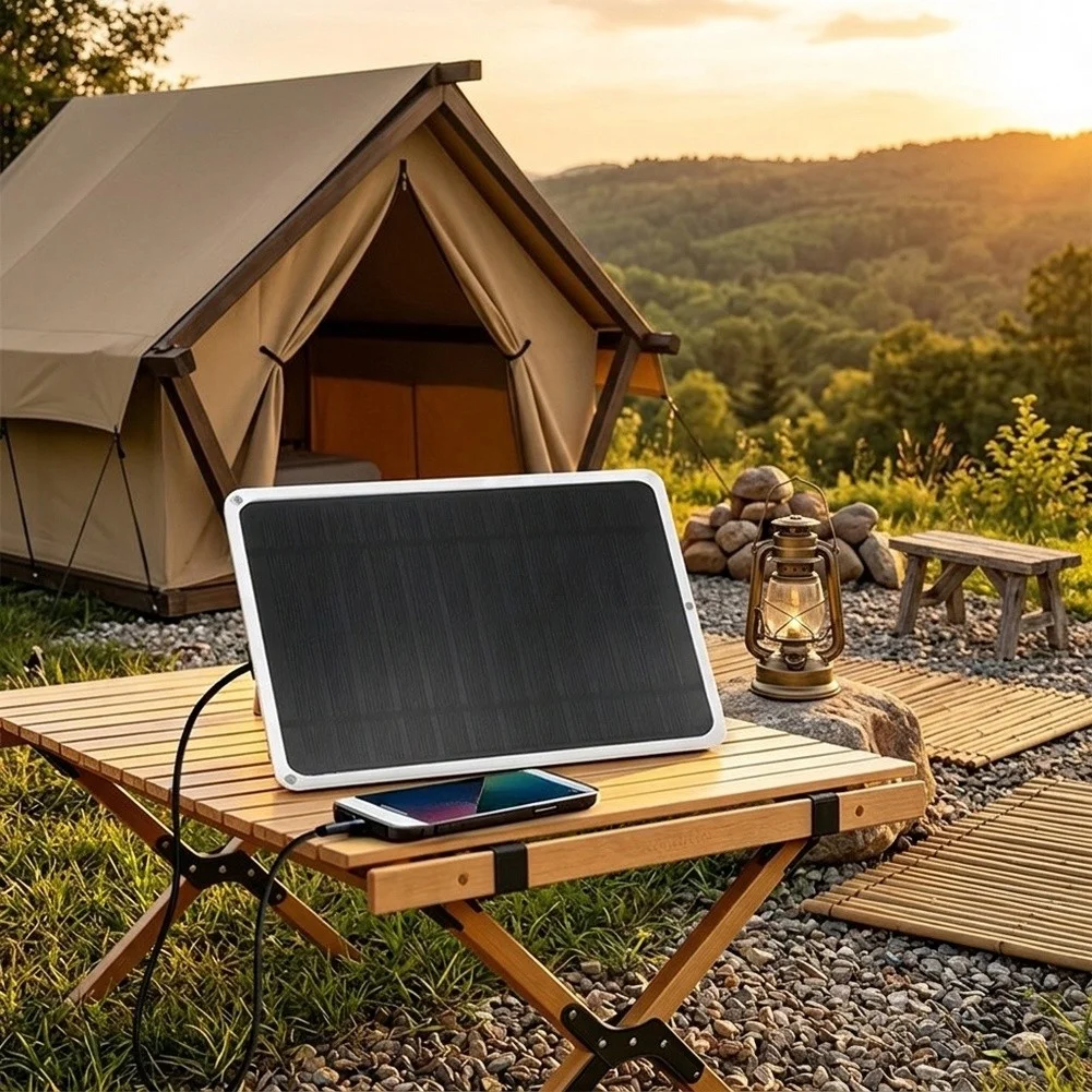 5W Solar Panel Charger With Dual USB Output, Portable Power Bank For Outdoor Mobile Devices…
