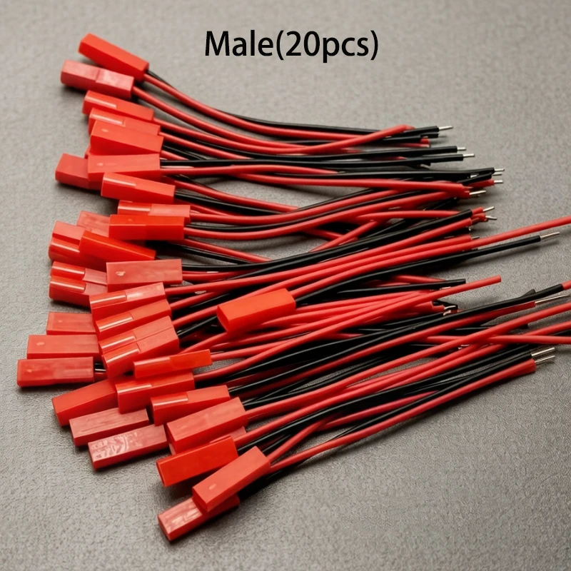 20 Stück männliche und weibliche Steckverbinder, JST-Steckerkabel, DIY 2-poliger Steckverbinder, 2,54 mm Abstand, roter und schwarzer Anschlussdraht, 10 cm/30 cm – Detail 15