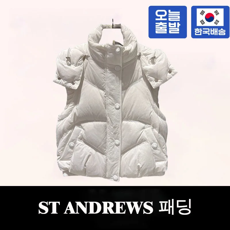 ST ANDREWS Luxus Daunenjacke Weste Golf Damen Winter Daunenjacke Weste mit Kapuze Einfarbig Warmes und winddichtes Sportoberteil