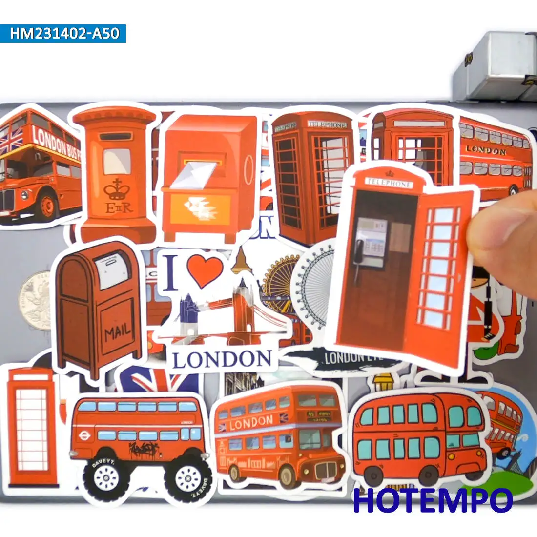 ملصقات لندن الحمراء ، ميزات المناظر الطبيعية الحضرية ، ثقافة السفر, للديكور الإبداعي DIY ، ألعاب ملصقات ممتعة, 20/30/50 قطعة