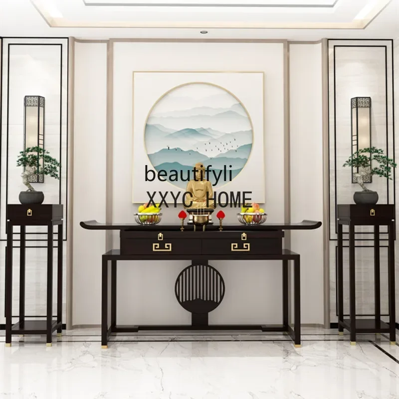 Altare in legno massello Altare domestico Tavolo da bar per incenso Sala centrale Corridoio in stile moderno Armadietto per il culto di Dio