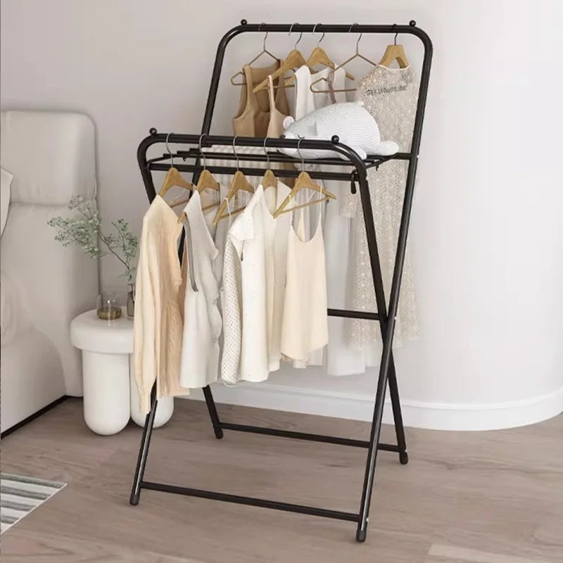 Metal Foldable Drying Rack Household Floor-standing Collapsible Balcony Drying Rack Home Indoor Outdoor X-shaped Clothes Hanger