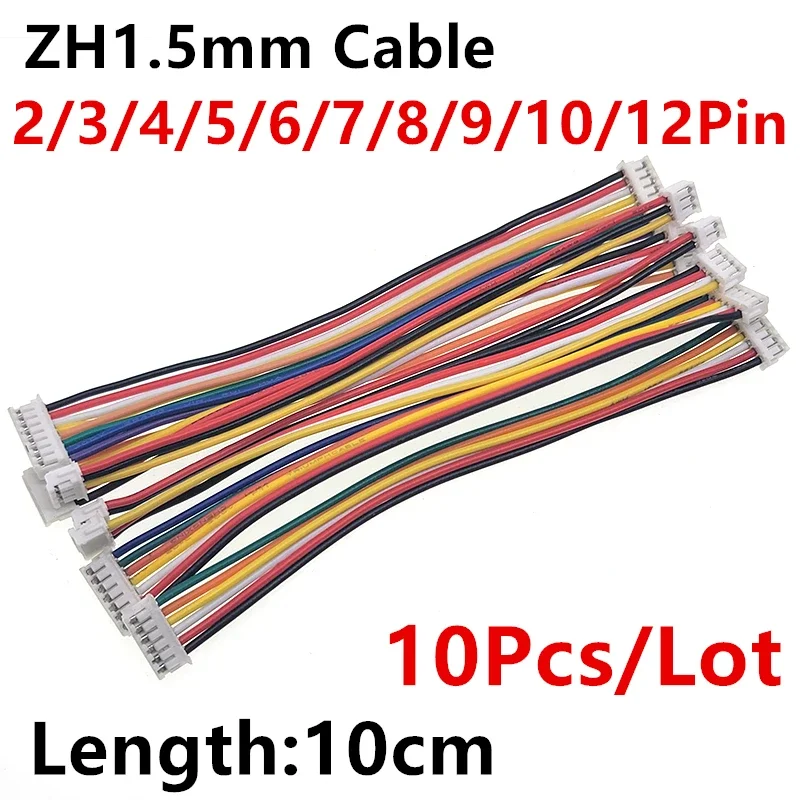 

JST ZH 1.5 mm 2/3/4/5/6/7/8/9/10/12 Pin Wire Cable Double Connector Same direction 1.5MM Pitch Plug 10CM/15cm Wire Length 28AWG