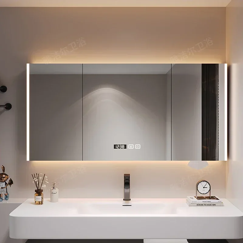 

Italian Style Intelligent Bathroom Cabinets Touch Defogging Bathroom Cabinets Wall-mounted Home Furniture Compartiment HBMC