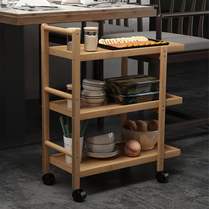 Hot pot restaurant vegetable cart mobile three-layer floor-to-ceiling vegetable simple kitchen dining car shelf vegetable rack