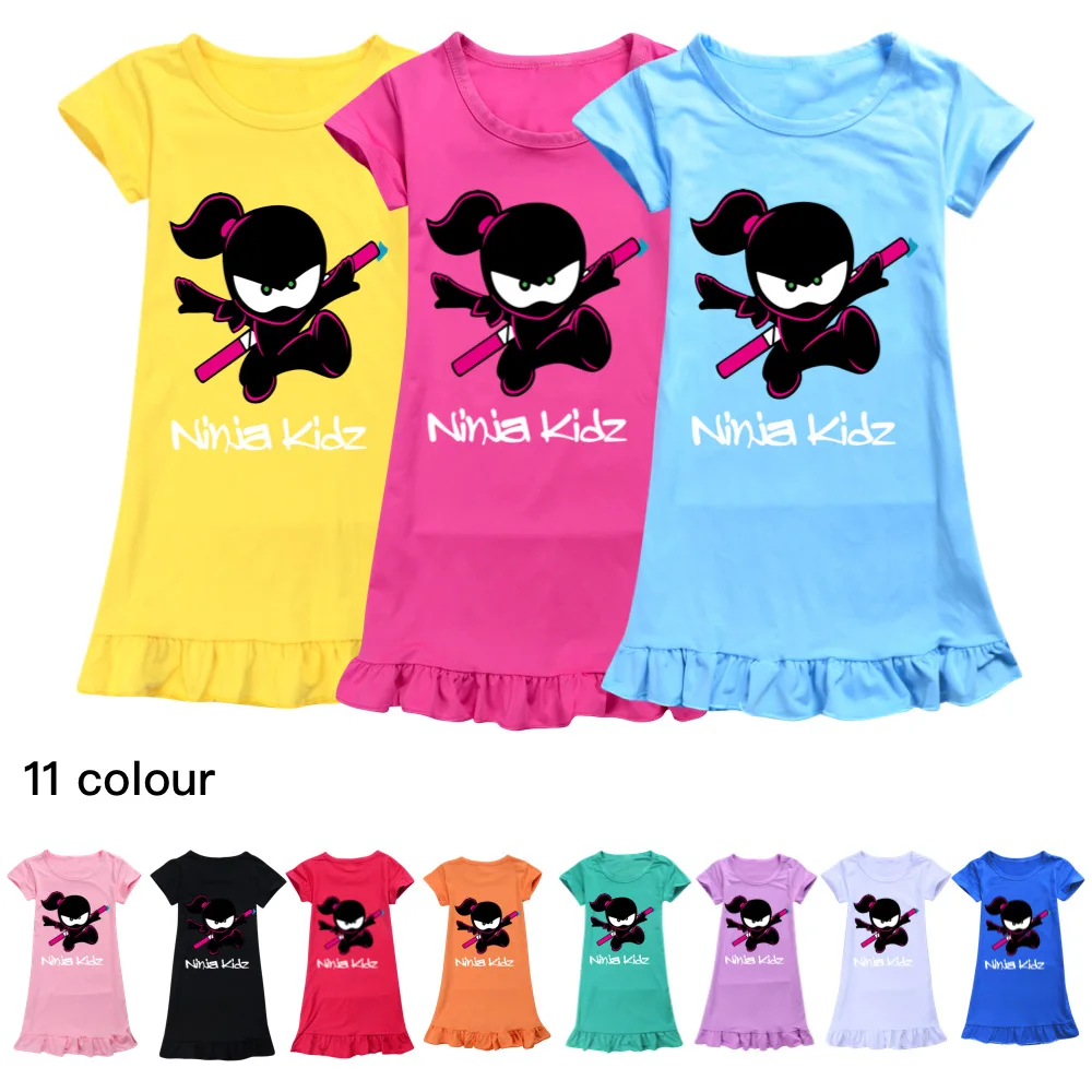 Adorable Girls Spy Ninjas Kids Casual Clothes Print Pyjamas Night Dress Sleepwear Nightgown Nightie Nightwear Children Clothing