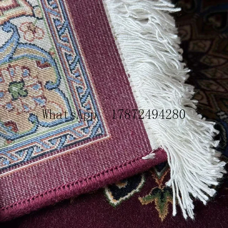 Oriental Persian Bright Blue Carpet Chinese Hand-Knotted Silk Foundation Handmade Area Rug