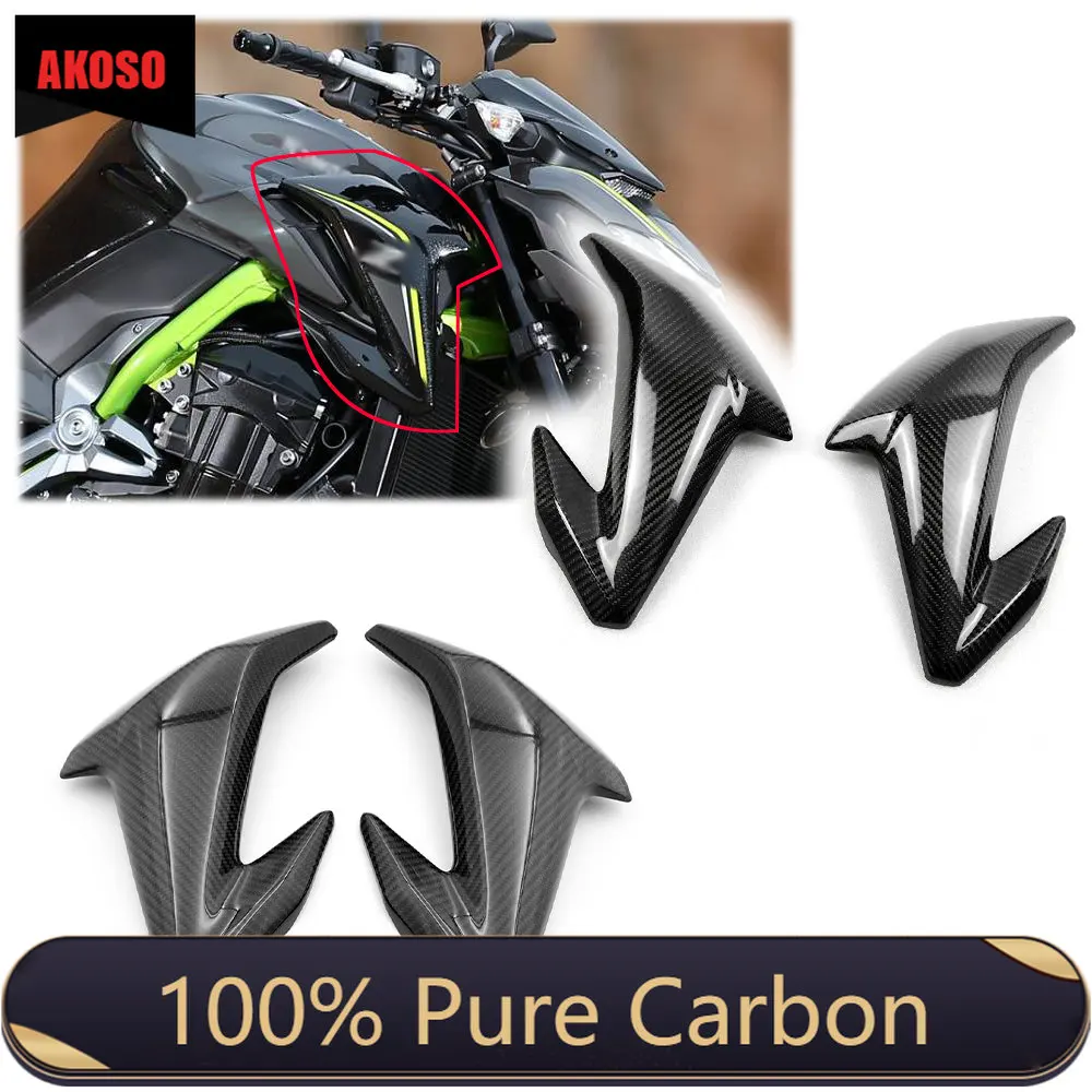 100% Full Dry Carbon Fiber Tank Side Cover Fairing Motorcycle Carbon Fiber Fairings Kits For Kawasaki Z900 2017 2018 2019