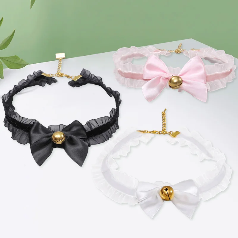 

Cosplay Cloth Lace Necklace Lolita Soild Colored Bow Neck Collar Choker Handmade Party Gothic Vintage Bowtie Accessories Props