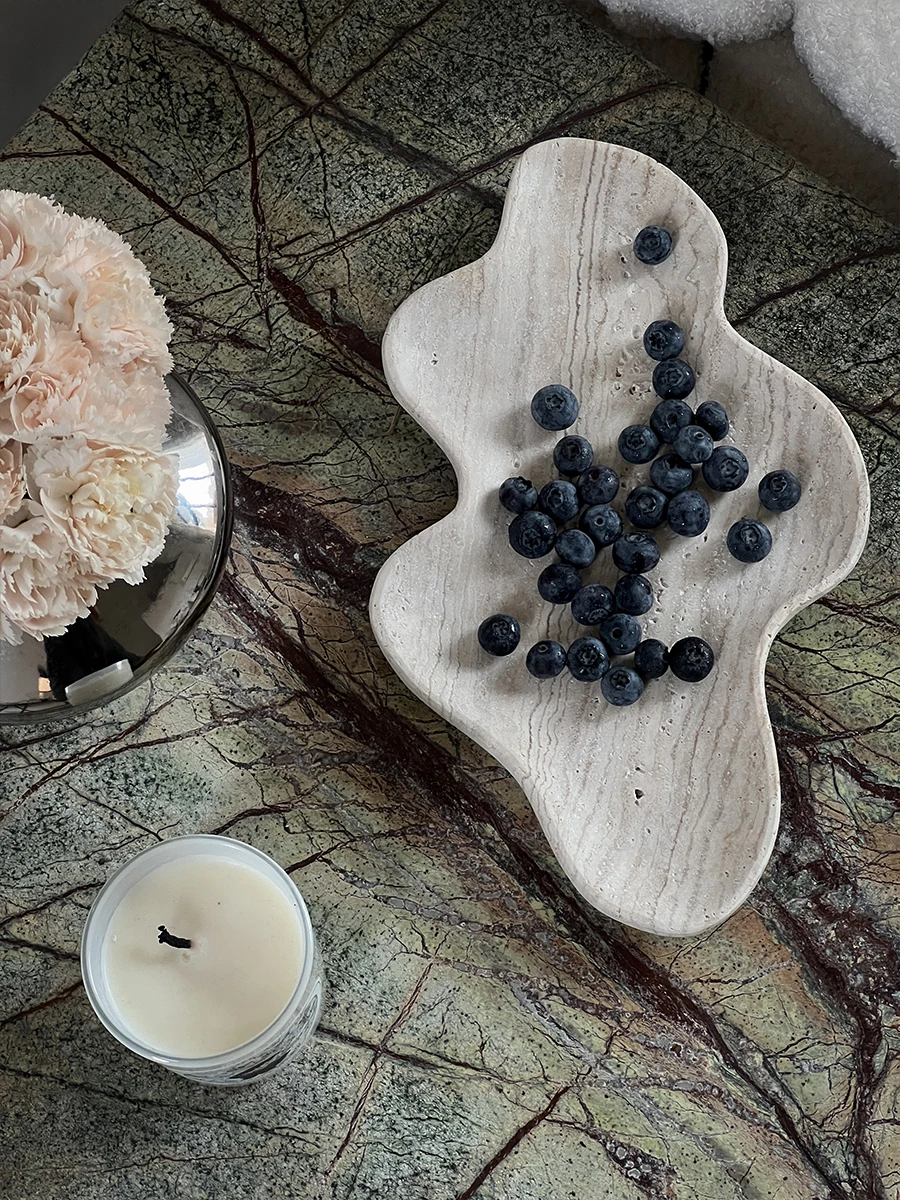 French Light Luxury Style Natural Cave Stone Material Compote Creative Home Decor Art Tray Irregular Shape Jewelry Storage Tray