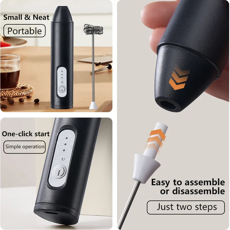 Afbeelding 5: MINI Koffieopschuimer USB Oplaadbaar 3 Snelheden Schuimmaker Koffiemelkmixer Elektrisch handvat Blender Eiklopper Heet kookgereedschap