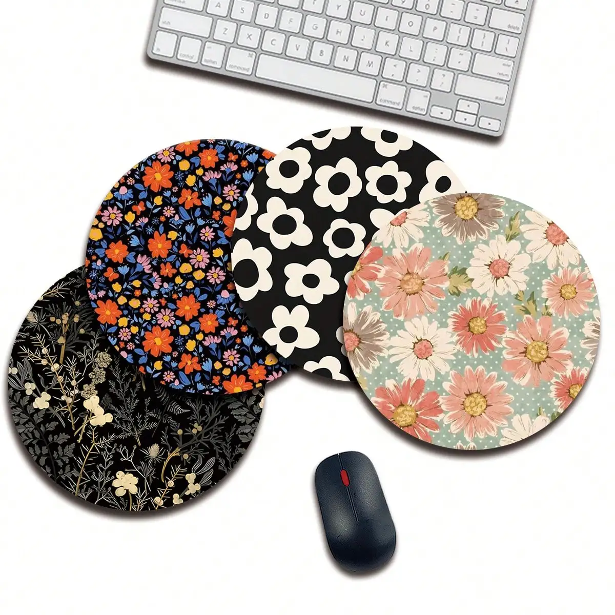 

Круглый коврик для мыши с цветочным дизайном, коврик для мыши для ноутбука, коврик для мыши для домашнего офиса, игрового стола, аксессуары для ноутбука