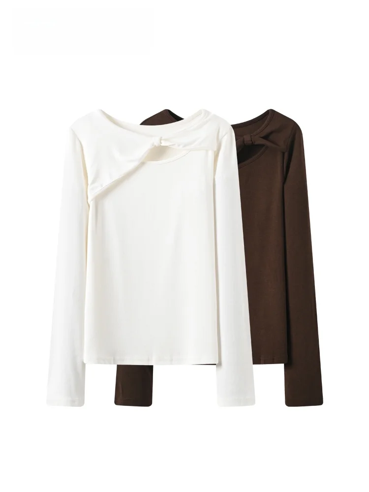 

Faionable Hollow out Long Sve T-irt for plus Size Women Autumn Winter New Sle Design Sensation Age Reduction Top Trendy