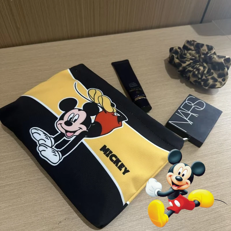 

Disney Mickey Mouse Handbag Cosmetic Pouch Portable Girl Cartoon Toilet Bag Casual Soft Organizer Simple Makeup Bag Coin Purse