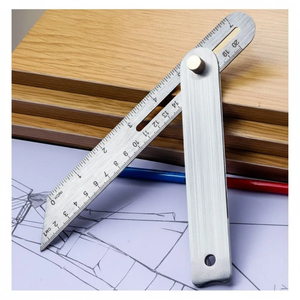Stainless Steel Measuring Ruler Thickened Double Sided Scale Woodworking Ruler Multi-Scale Durable Construction Drawing Aid