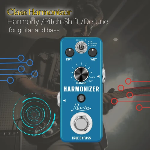 Pedal Harmonizador de guitarra Rowin, Pedal de efecto Digital, palanca de cambios de paso de armonía armónica, Bypass verdadero para guitarra eléctrica, bajo Stax 3807
