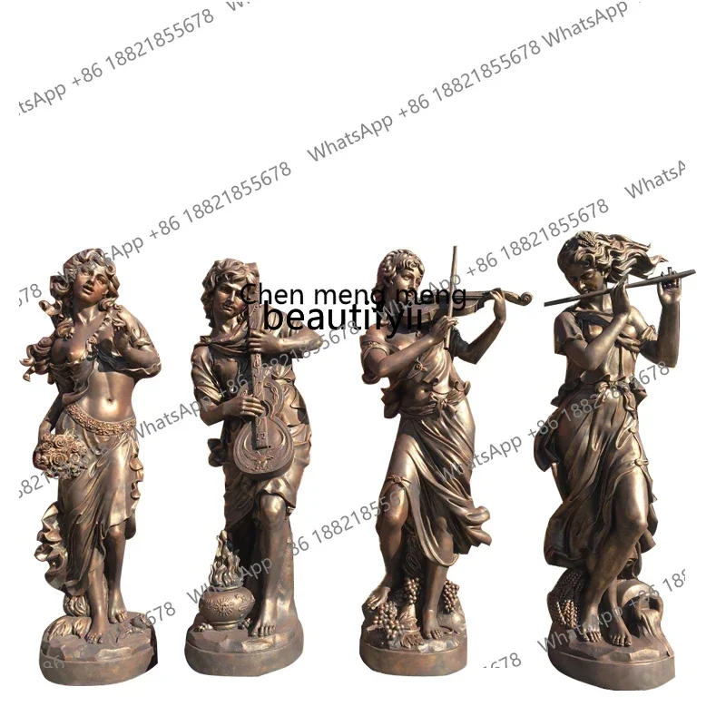 

cc182RMusic Lady Sculpture Large Angel Floor Figure Ornament European Garden Landscape Decoration Lobby Art