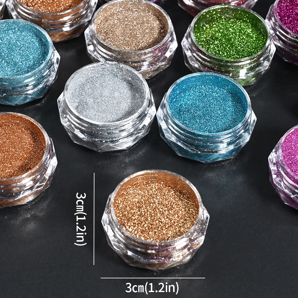 22 colori/set polvere per unghie a specchio magico metallico Net0.5g/barattolo polvere di pigmenti cromati olografici per la decorazione del manicure con smalto gel UV