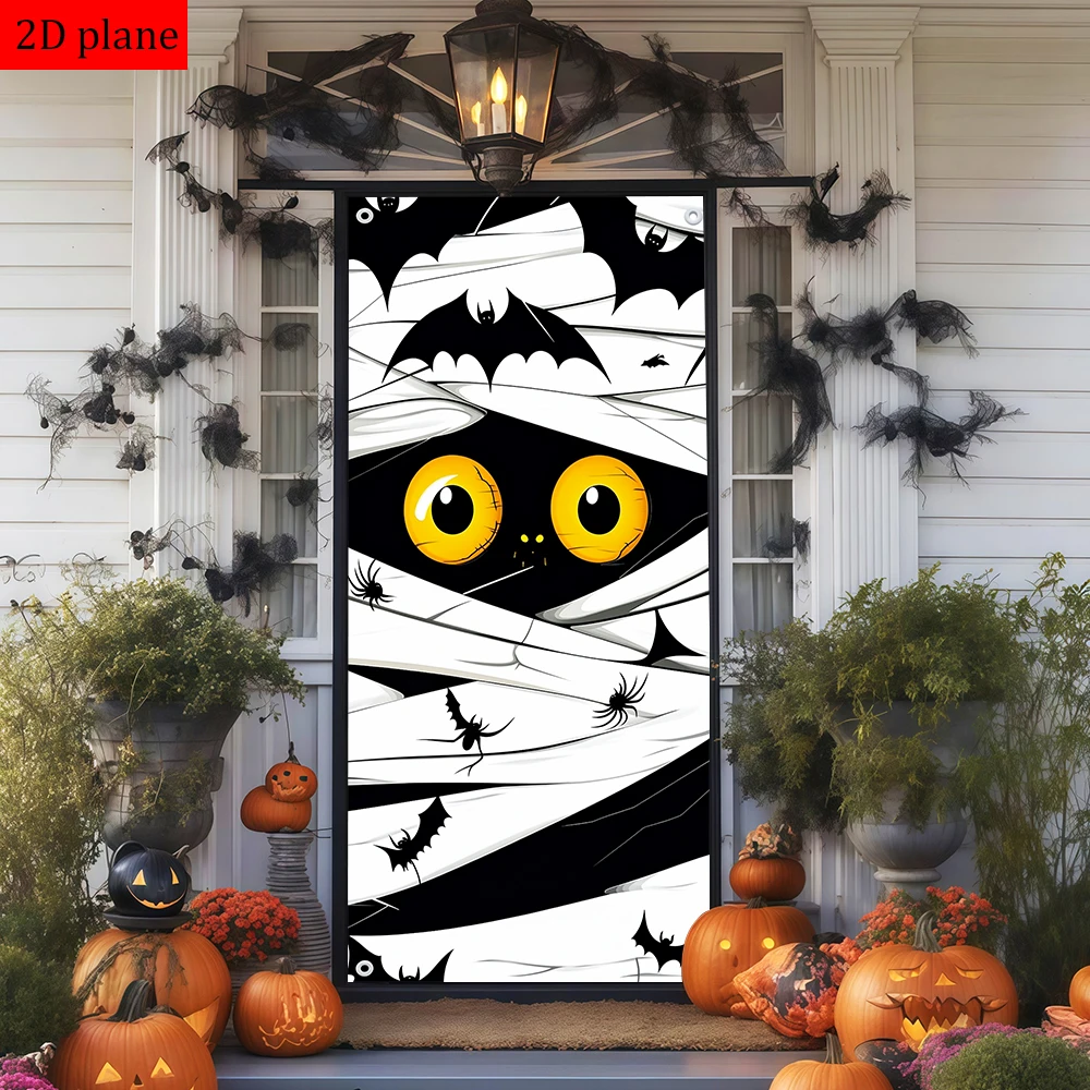Halloween mummy black cat bats spiders Door frame decoration with high elasticity elastic band