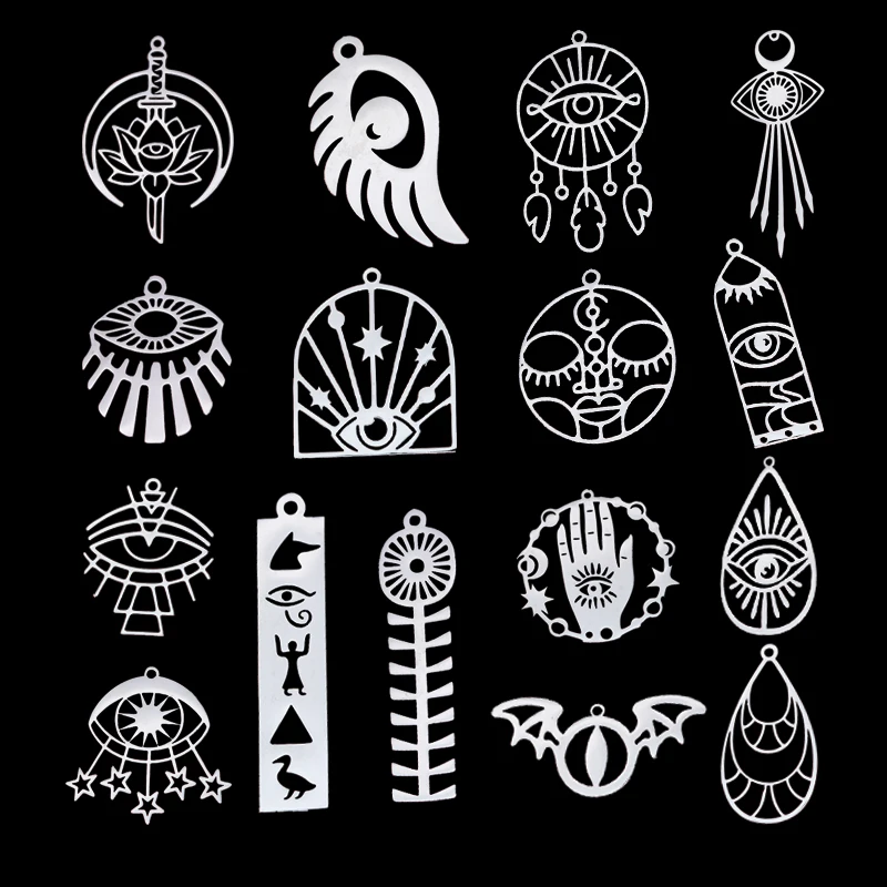 3PCS Devil Eye Tassels Dreamcatcher DIY Earrings Stainless Steel Pendant Charm For Jewelry Making Necklace Women Girl Accessory