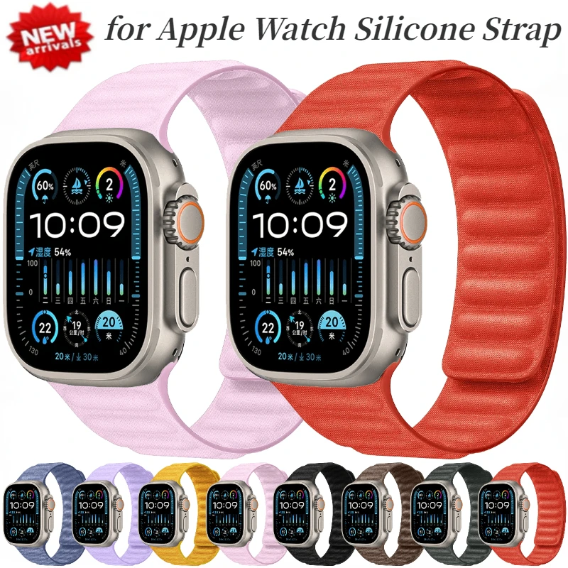 

Silicone Strap For Apple Watch Band Ultra2 49mm 10 42mm 46mm 9 8 7 45mm 41mm Magnatic Bracelet Belt iWatch 6 5 4 3 SE 44mm 40mm