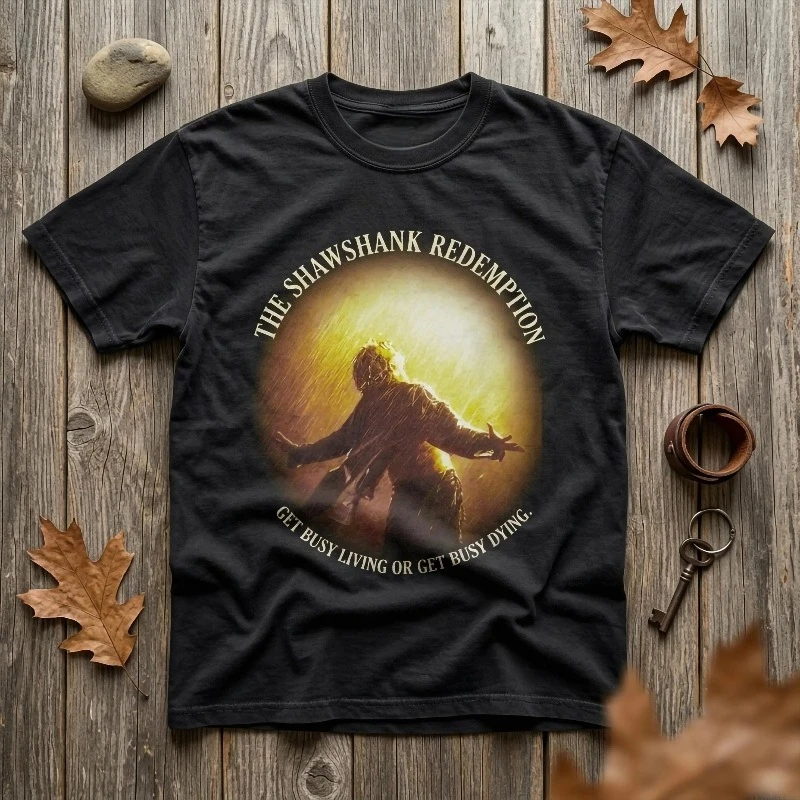 The Shawshank Redemption Shirt - Vintage Movie Graphic Tee, Andy Dufresne Rain Scene Poster Shirt