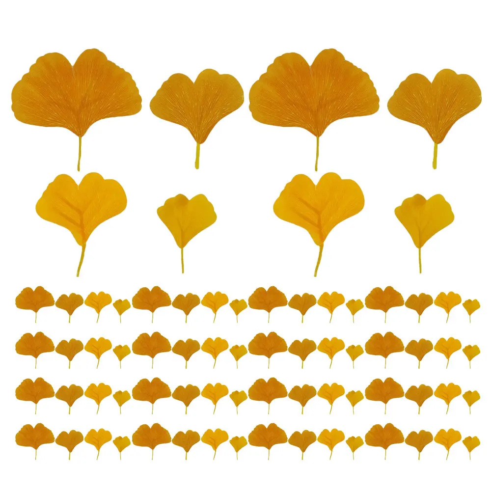 

108pcs Artificial Ginkgo Simulated Silk Fall Leaves Bright Yellow Wedding Party Decor Home Decoration Ginkgo Leaf Table Scatter
