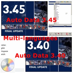 2024 Software de reparación de automóviles datos automáticos 3,45 diagramas de cableado datos con vídeo de instalación AutoData 3,40 unidad USB de CD en varios idiomas