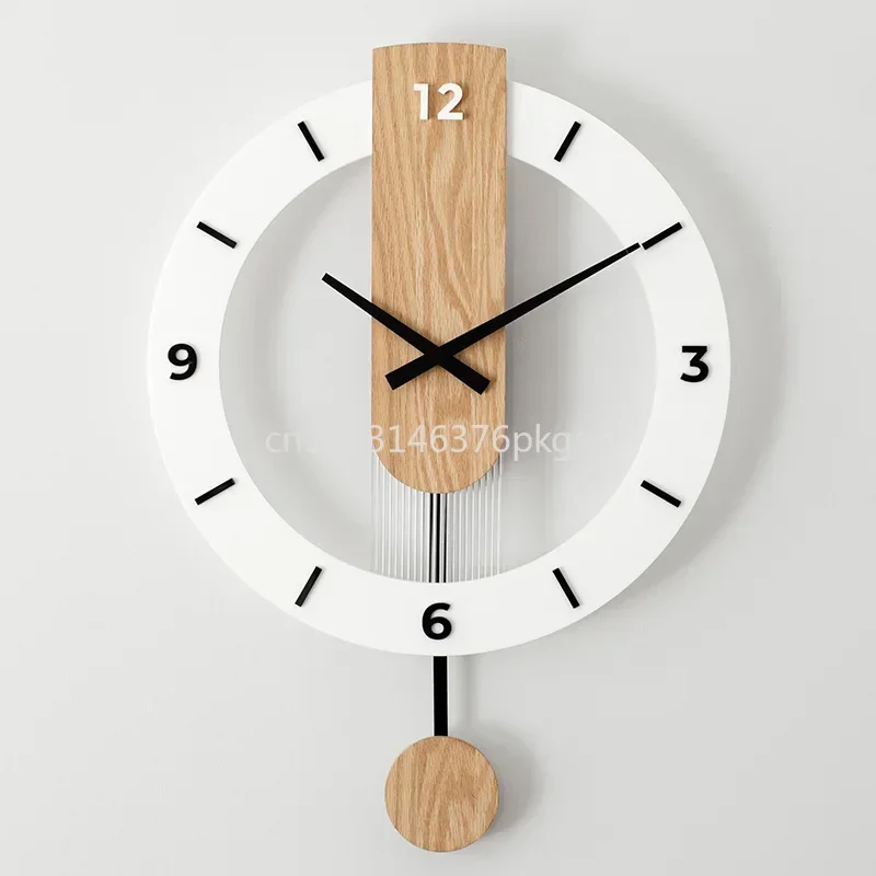 Simple Wall Clock Nordic Modern Solid Wood Mute Swing Clocks Living Room Bedroom Personality Creative Decoration Home Wall Watch