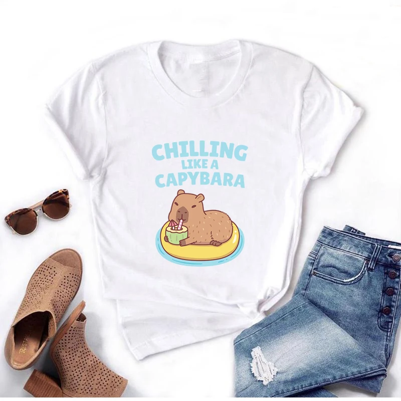 Chilling Like A Capybara T Shirt Funny Capybara Ninjutsu Graphic Print Unisex T-shirt Streetwear O-Neck Casual Women Men Tshirt