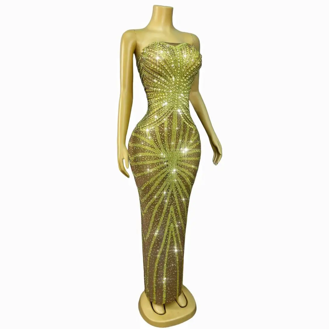 ชุดราตรีหรูหราสำหรับผู้หญิงคุณภาพสูง ประดับคริสตัลและเพชร แขนกุด เหมาะสำหรับงานปาร์ตี้ งานราตรี งานพรอม หรืองานเลี้ยงสังสรรค์ สไตล์เซเลบริตี้ เปิดหลัง