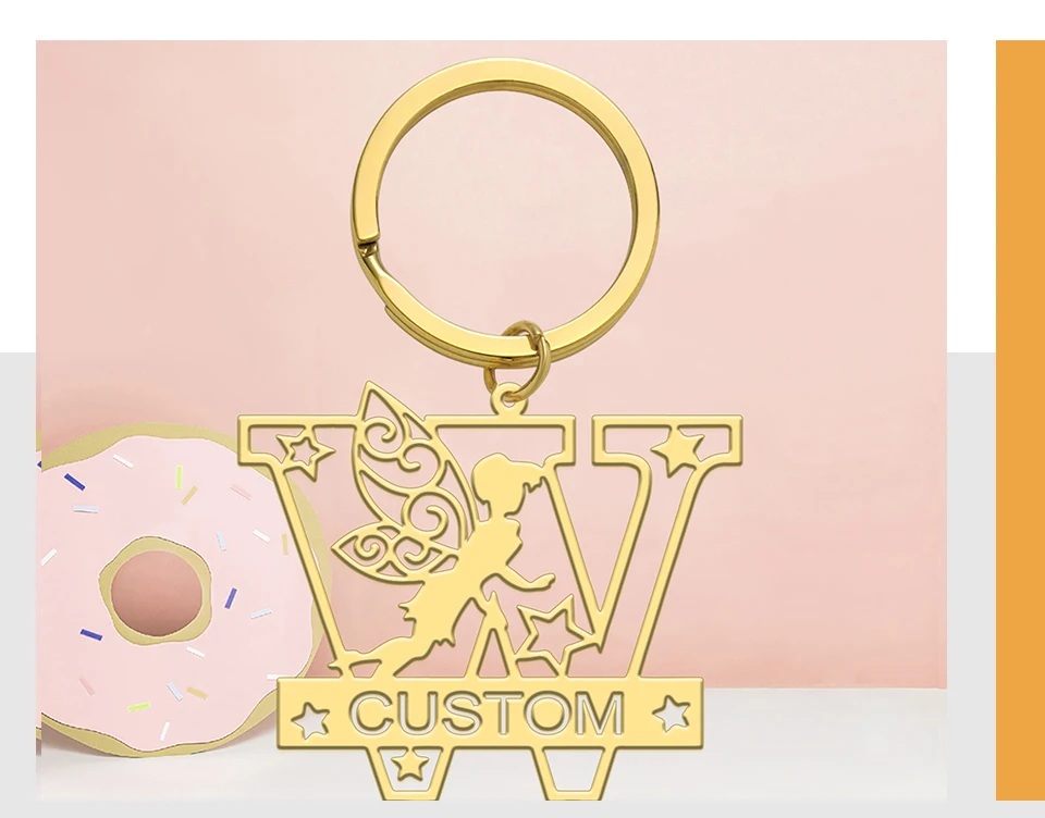 Personalisierter Namens-Schlüsselanhänger, Engels-Elf-Anhänger, Edelstahl-Schmuck, personalisiertes Anfangsbuchstaben-Zubehör, Party, Weihnachtsgeschenke – Detail 7