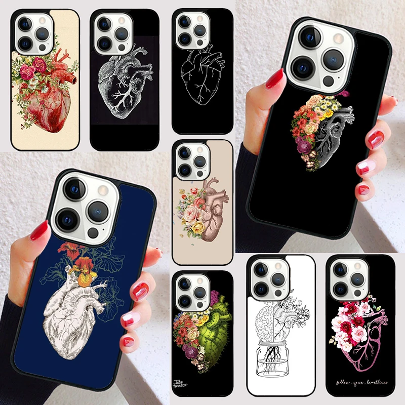 Human Anatomy Heart Art cover For iPhone 15 16 13 12 11 14 Pro Max Mini Max SE 2020 7 8 6S Plus Phone Case