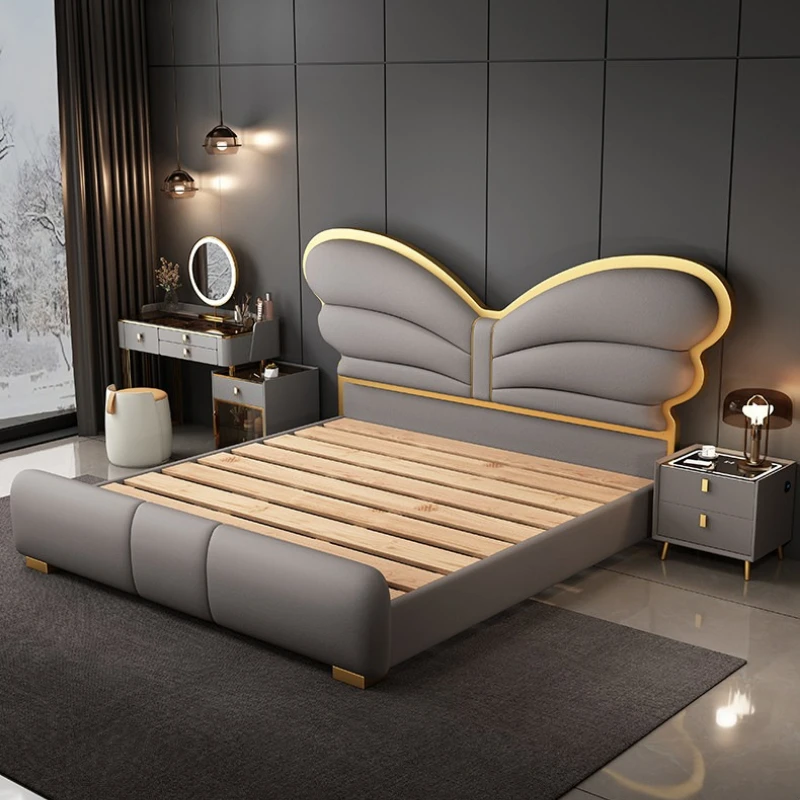 Light luxury Double bed Italian style queen size bed frame 180x200 modern minimalist bases e armações de cama bedroom furniture