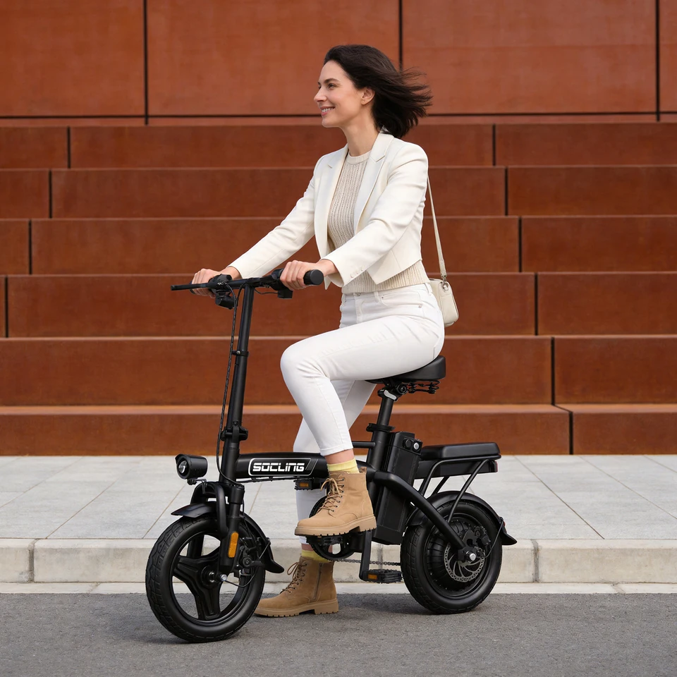 500W Electric Bicycles Ebike E-Bike For Adults, 3-Riding Modes, 14' Foldable Ebike, With Charger And Battery, MAX Speed 19.9 MPH, With A Basket And Lock, Durable And Lightweight Frame, Foldable Mini Ebike image 6
